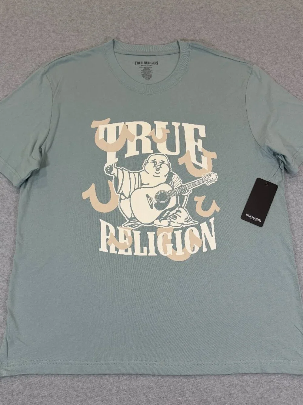 True Religion Multi-Horseshoe Puff Print Graphic Tee 700949 Men’s XL Green NWT